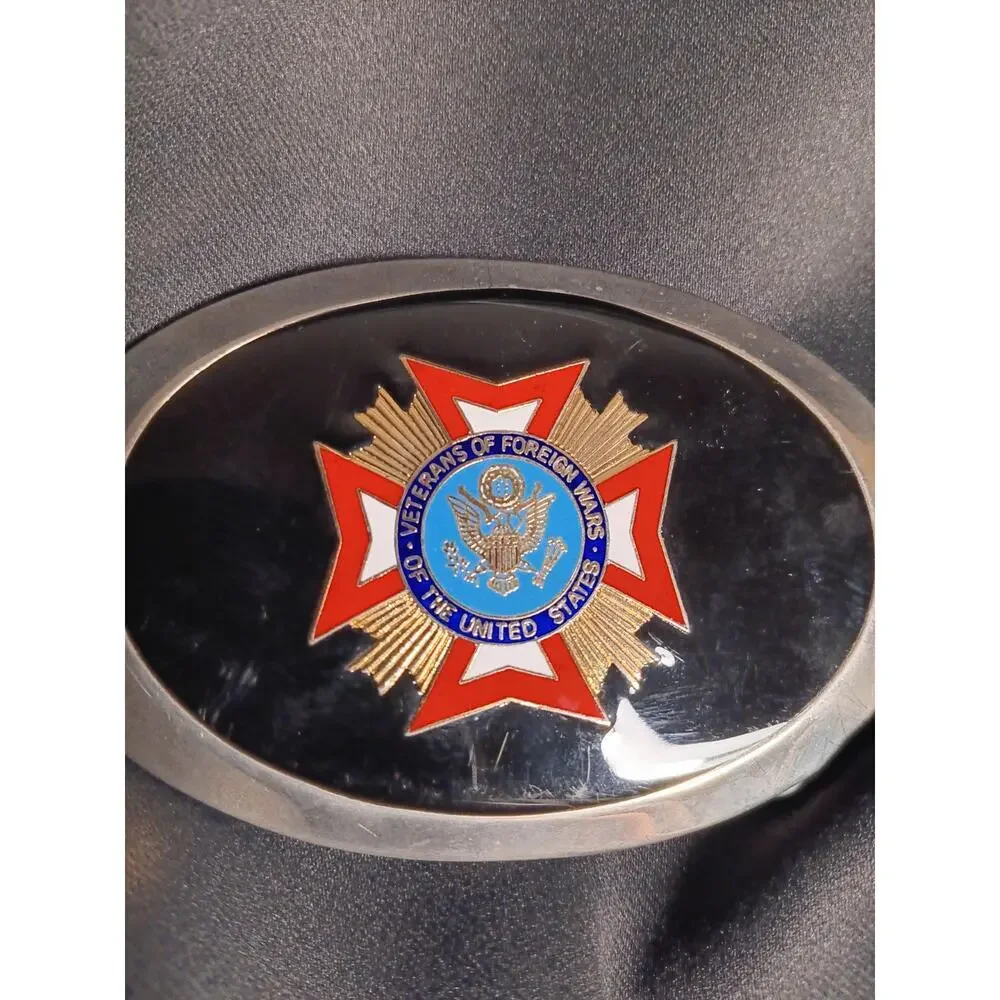 VFW Veteran Foreign Wars Belt Buckle USA Army USN USMC Air Force Vintage